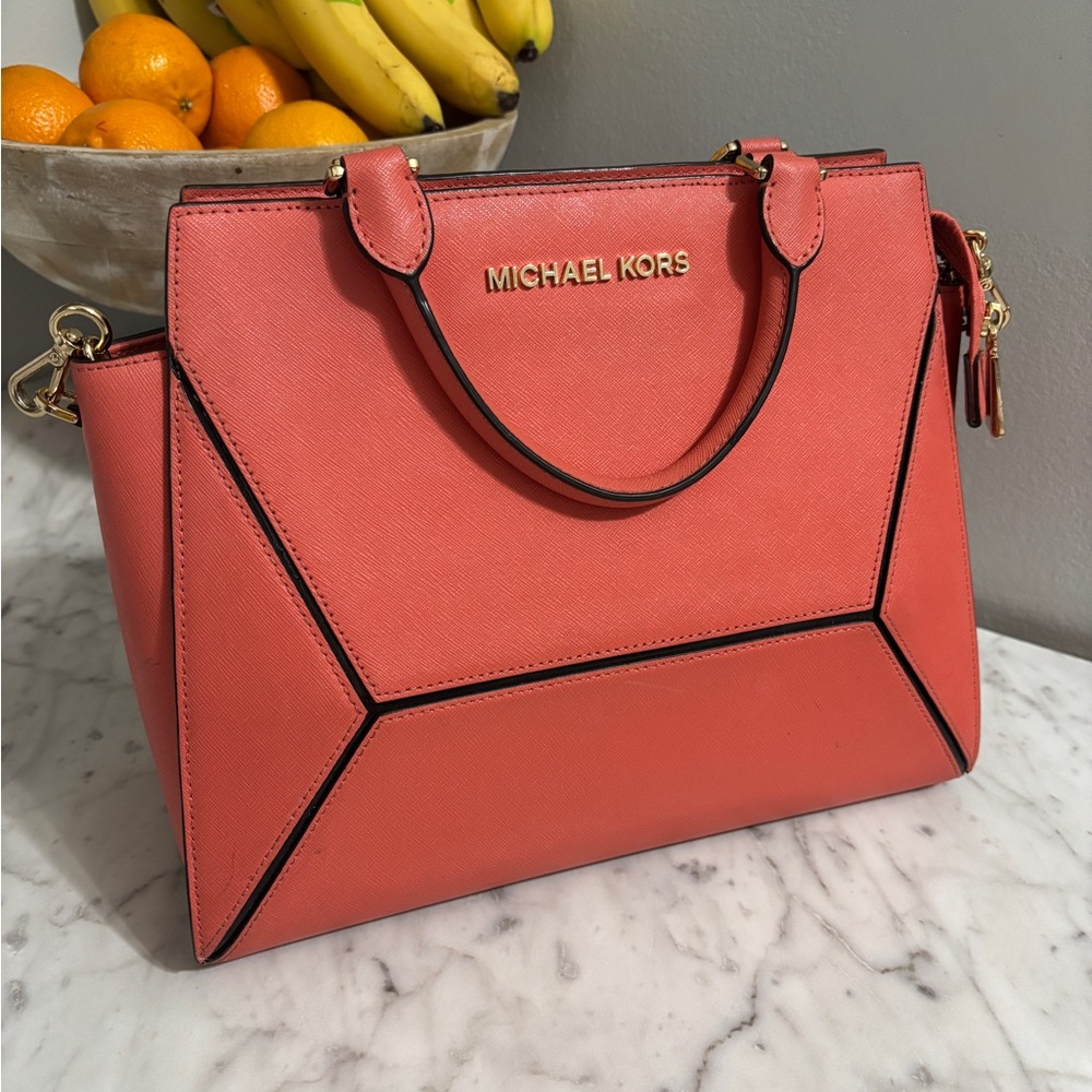 Michael Kors Pink Satchel with Gold Hardware